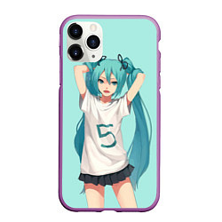 Чехол iPhone 11 Pro матовый Hatsune Miku, цвет: 3D-фиолетовый