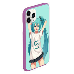 Чехол iPhone 11 Pro матовый Hatsune Miku, цвет: 3D-фиолетовый — фото 2