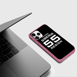 Чехол iPhone 11 Pro матовый Im from Siberia: 55 Region, цвет: 3D-малиновый — фото 2