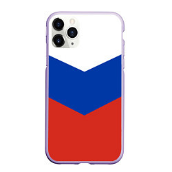 Чехол iPhone 11 Pro матовый Российский триколор, цвет: 3D-светло-сиреневый