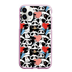 Чехол iPhone 11 Pro матовый Funny Pandas, цвет: 3D-розовый