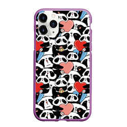 Чехол iPhone 11 Pro матовый Funny Pandas, цвет: 3D-фиолетовый