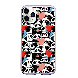 Чехол iPhone 11 Pro матовый Funny Pandas, цвет: 3D-светло-сиреневый