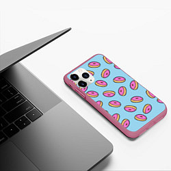 Чехол iPhone 11 Pro матовый Стиль пончиков, цвет: 3D-малиновый — фото 2