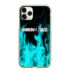 Чехол iPhone 11 Pro матовый R6S: Turquoise Flame, цвет: 3D-салатовый