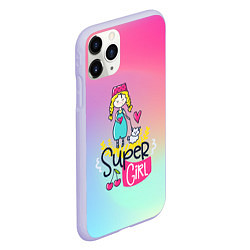 Чехол iPhone 11 Pro матовый SUPER GIRL, цвет: 3D-светло-сиреневый — фото 2