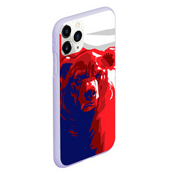 Чехол iPhone 11 Pro матовый Российский медведь, цвет: 3D-светло-сиреневый — фото 2