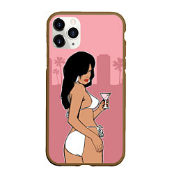 Чехол iPhone 11 Pro матовый GTA VC: Girl with Martini, цвет: 3D-коричневый