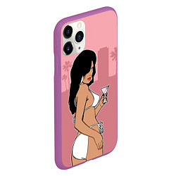 Чехол iPhone 11 Pro матовый GTA VC: Girl with Martini, цвет: 3D-фиолетовый — фото 2