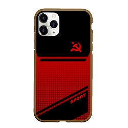 Чехол iPhone 11 Pro матовый USSR: Black Sport, цвет: 3D-коричневый