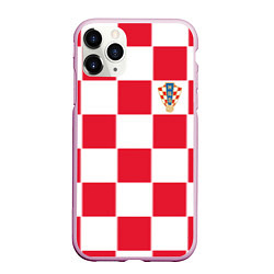 Чехол iPhone 11 Pro матовый Сборная Хорватии: Домашняя ЧМ-2018, цвет: 3D-розовый
