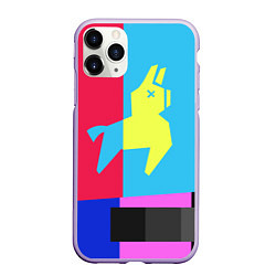 Чехол iPhone 11 Pro матовый Цветная Лама, цвет: 3D-светло-сиреневый