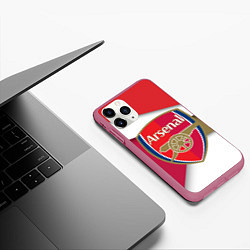 Чехол iPhone 11 Pro матовый FC Arsenal, цвет: 3D-малиновый — фото 2