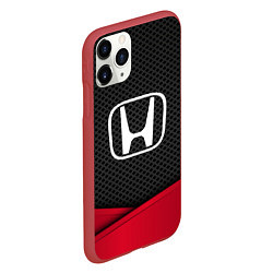 Чехол iPhone 11 Pro матовый Honda: Grey Carbon, цвет: 3D-красный — фото 2