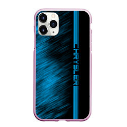 Чехол iPhone 11 Pro матовый Chrysler синие полосы, цвет: 3D-розовый