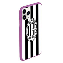 Чехол iPhone 11 Pro матовый AC Milan: Black & White, цвет: 3D-фиолетовый — фото 2