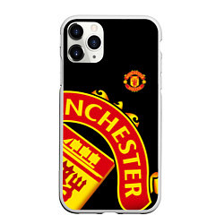 Чехол iPhone 11 Pro матовый FC Man United: Black Exclusive, цвет: 3D-белый