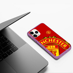 Чехол iPhone 11 Pro матовый FC Man United: Red Exclusive, цвет: 3D-фиолетовый — фото 2