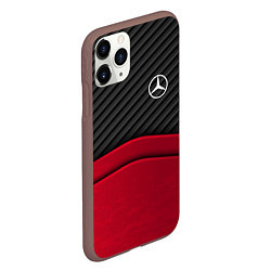 Чехол iPhone 11 Pro матовый Mercedes Benz: Red Carbon, цвет: 3D-коричневый — фото 2