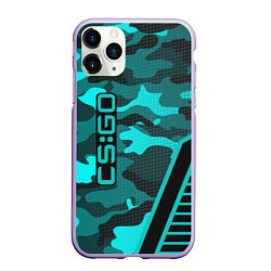 Чехол iPhone 11 Pro матовый CS:GO Blue Camo, цвет: 3D-светло-сиреневый