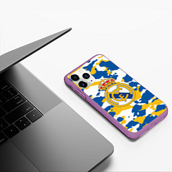 Чехол iPhone 11 Pro матовый Real Madrid: Camo, цвет: 3D-фиолетовый — фото 2