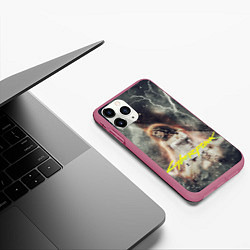 Чехол iPhone 11 Pro матовый Cyberpunk 2077, цвет: 3D-малиновый — фото 2