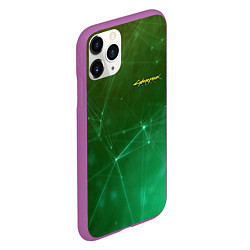 Чехол iPhone 11 Pro матовый Cyberpunk 2077: Green Network, цвет: 3D-фиолетовый — фото 2