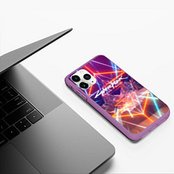 Чехол iPhone 11 Pro матовый Cyberpunk 2077: Neon Lines, цвет: 3D-фиолетовый — фото 2