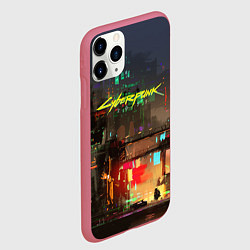 Чехол iPhone 11 Pro матовый Cyberpunk 2077: Night City, цвет: 3D-малиновый — фото 2