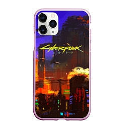 Чехол iPhone 11 Pro матовый Cyberpunk 2077: Night City, цвет: 3D-розовый