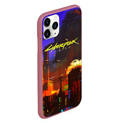 Чехол iPhone 11 Pro матовый Cyberpunk 2077: Night City, цвет: 3D-малиновый — фото 2