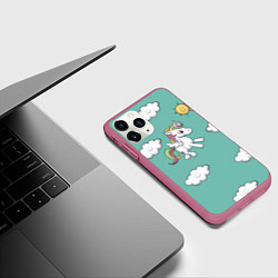 Чехол iPhone 11 Pro матовый Unicorns Love, цвет: 3D-малиновый — фото 2
