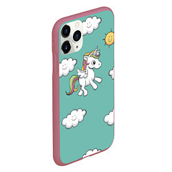 Чехол iPhone 11 Pro матовый Unicorns Love, цвет: 3D-малиновый — фото 2