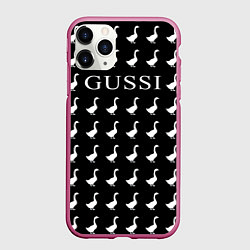Чехол iPhone 11 Pro матовый GUSSI Black, цвет: 3D-малиновый