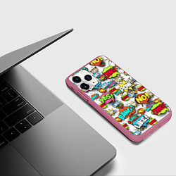 Чехол iPhone 11 Pro матовый Pop art Fashion, цвет: 3D-малиновый — фото 2