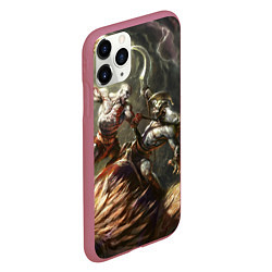 Чехол iPhone 11 Pro матовый Кратос: Бог войны, цвет: 3D-малиновый — фото 2