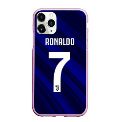 Чехол iPhone 11 Pro матовый Ronaldo 7: Blue Sport, цвет: 3D-розовый