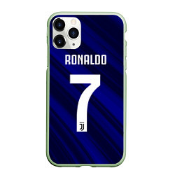 Чехол iPhone 11 Pro матовый Ronaldo 7: Blue Sport, цвет: 3D-салатовый