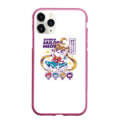 Чехол iPhone 11 Pro матовый Sailor Meow, цвет: 3D-малиновый