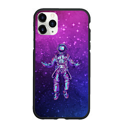 Чехол iPhone 11 Pro матовый Неоновый космос, цвет: 3D-черный
