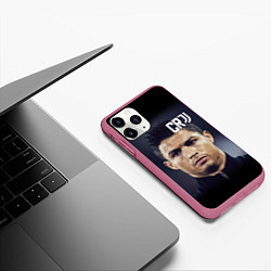 Чехол iPhone 11 Pro матовый RONALDO CR7, цвет: 3D-малиновый — фото 2