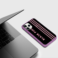 Чехол iPhone 11 Pro матовый Black Pink, цвет: 3D-фиолетовый — фото 2