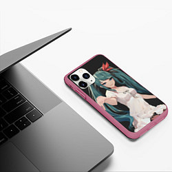 Чехол iPhone 11 Pro матовый Hatsune Miku, цвет: 3D-малиновый — фото 2