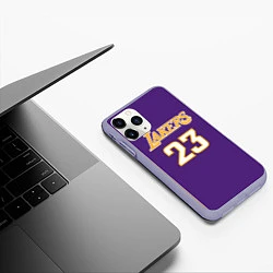 Чехол iPhone 11 Pro матовый NBA Lakers 23, цвет: 3D-светло-сиреневый — фото 2