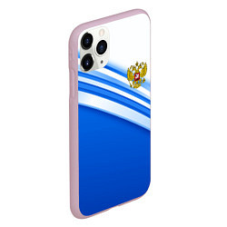 Чехол iPhone 11 Pro матовый Россия: голубая волна, цвет: 3D-розовый — фото 2