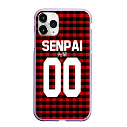 Чехол iPhone 11 Pro матовый Senpai 00: Red Grid, цвет: 3D-светло-сиреневый