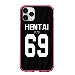 Чехол iPhone 11 Pro матовый Hentai 69: Black Style, цвет: 3D-малиновый