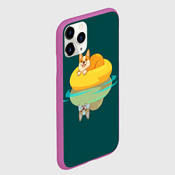 Чехол iPhone 11 Pro матовый Корги на пончике, цвет: 3D-фиолетовый — фото 2