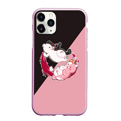 Чехол iPhone 11 Pro матовый MONOKUMA X MONOMI, цвет: 3D-розовый