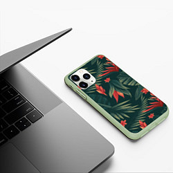 Чехол iPhone 11 Pro матовый Зеленые тропики, цвет: 3D-салатовый — фото 2